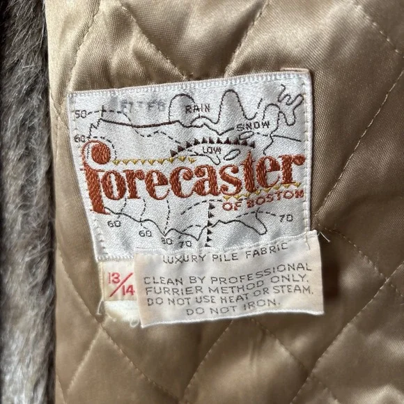 Vtg Forecaster Boston Heavy Trench Coat Real Fox Fur Lined Women (13/14 VINTAGE)